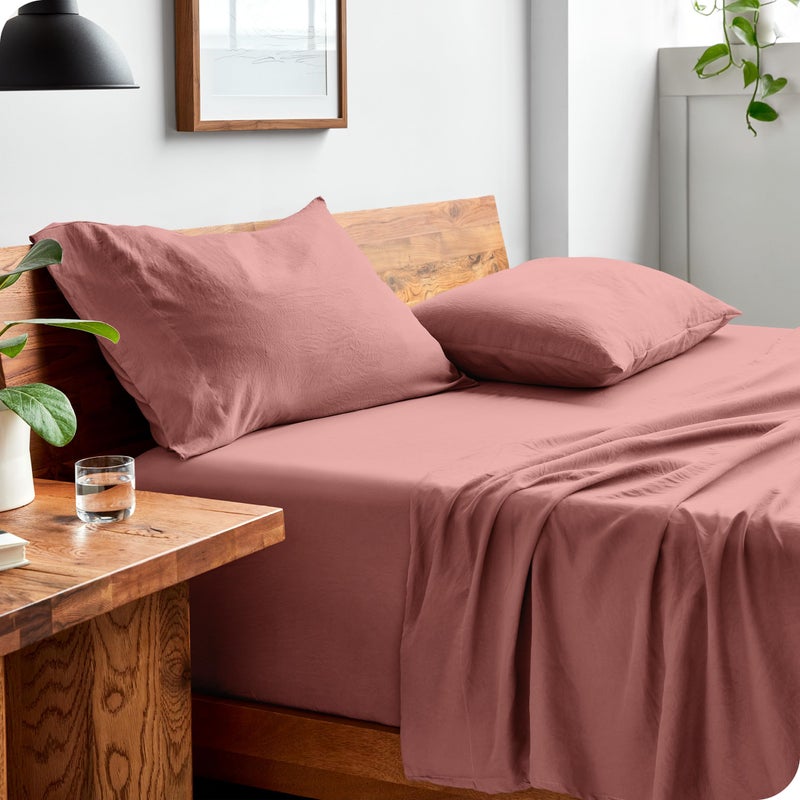 Bare Home King Sheet Set  Luxury 1800 UltraSoft Stonewashed Microfiber  Double Brushed  Deep Pockets  Easy Fit  Breathable Bedding  Sheet Sets  Pillowcases King Dusty Rose