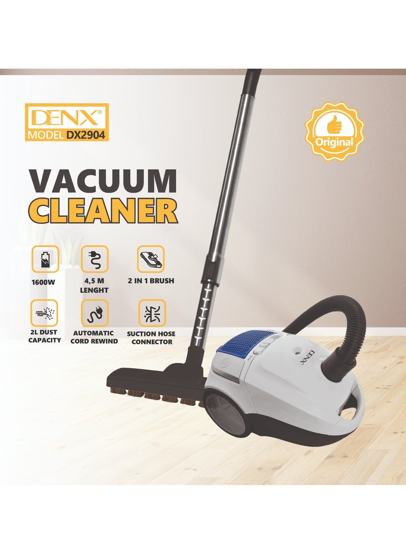 دينكس مكنسة كهربائية  من  دينكس خفيفة الوزن للسجاد والارضيات  بمحرك عالي الكفاءة وضوضاء منخفضة سعة 2 لتر و قوة 1600 واط - Image 4