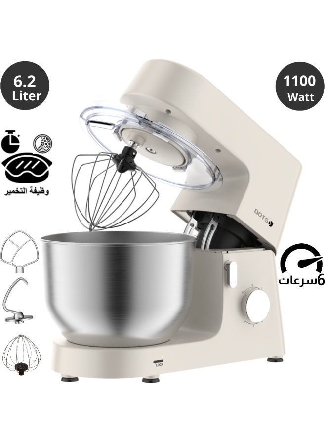 دوتس Dots 6.2 liter electric blender Stainless steel bowl 1100W 6 speeds + pulse brewing function Whisk hook whisk Dishwasher safe Metal planetary transmission -FMS200P62 - Image 1