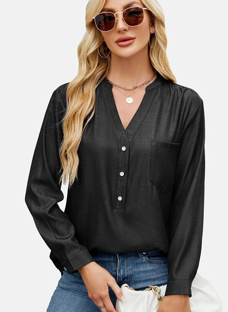 يونيكي Black Plain Regular Fit Shirt