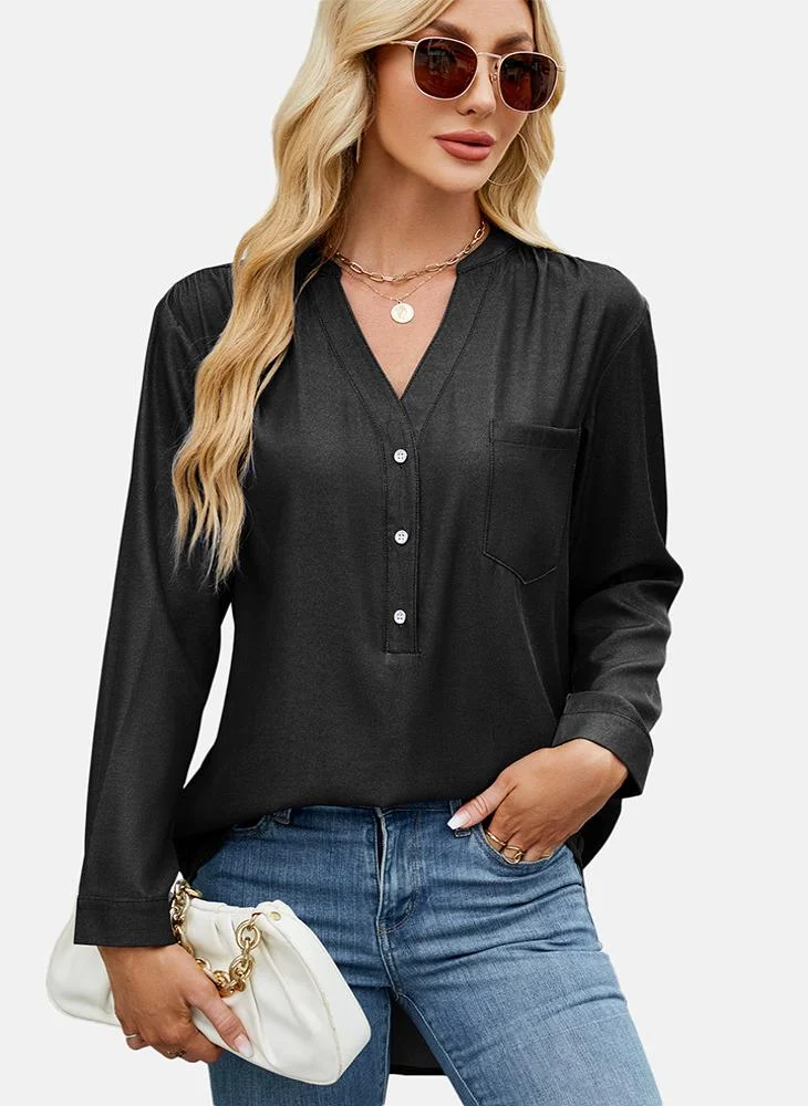 يونيكي Black Plain Regular Fit Shirt