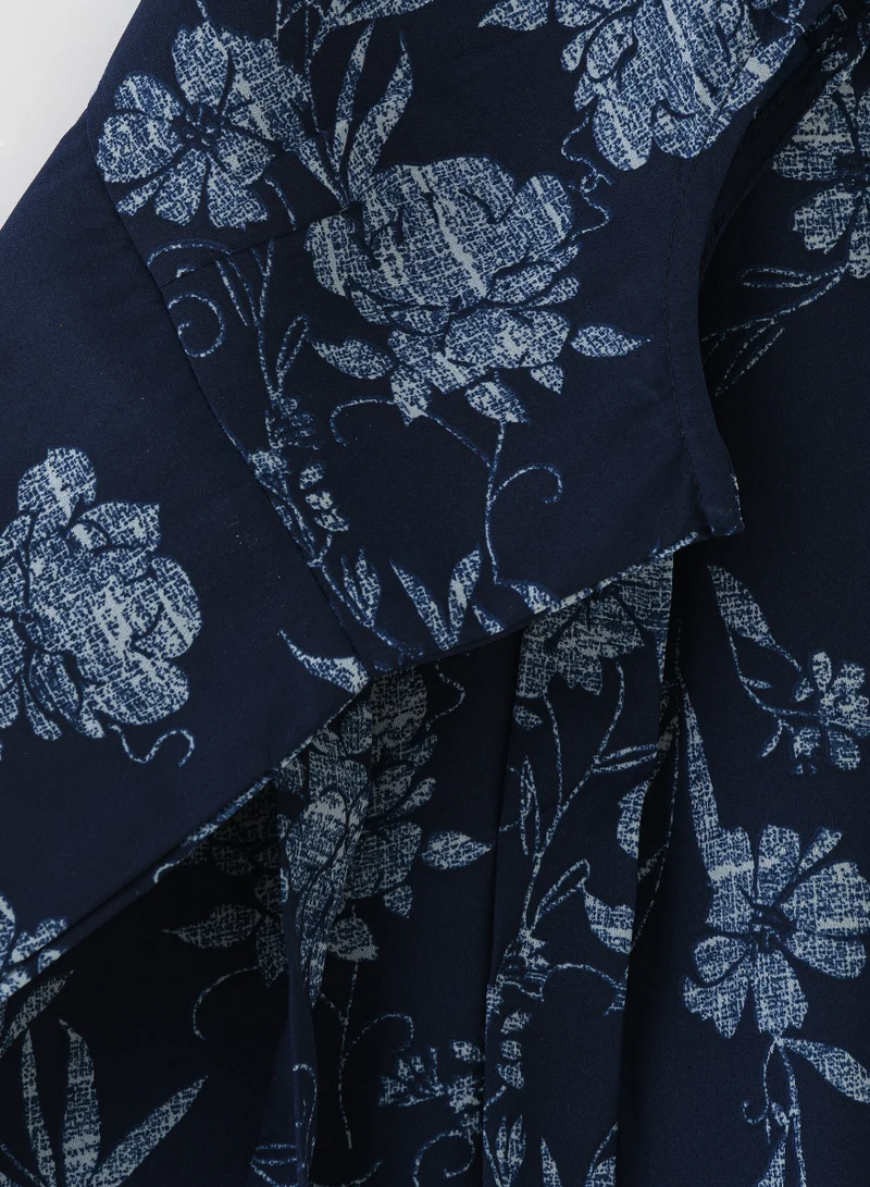 Jelliene Girls' Navy Blue Floral Print Spaghetti Strap Maxi Dress