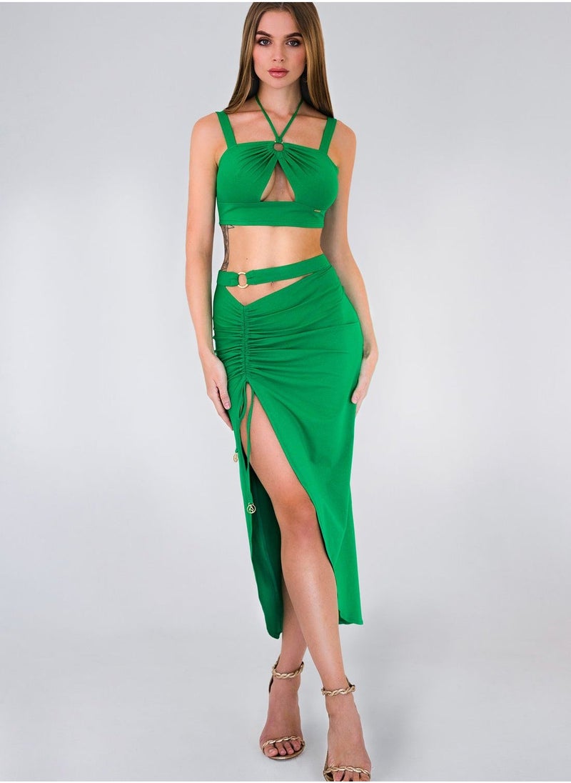 Anita's Halter Neck Crop Top & Skirt Set - Image 1