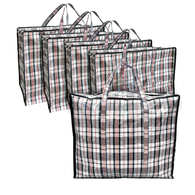 ANSIO Large Laundry Bags Pack of 5 Storage Bags Reusable Laundry Bags with Zips Ideal for Moving House Clothing  Wardrobe Storage 60L x 25W x 50H cm