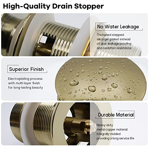 FerdY Pop-up Drain for Freestanding Bathtub, Gold Finish, cUPC Certification, Freestanding Bathtub Drain Stopper - Image 3