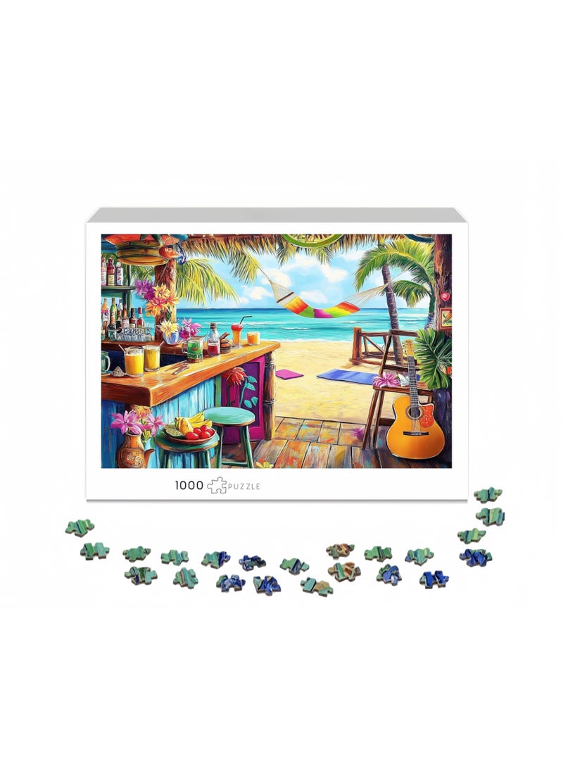 1000-piece adult puzzle, holiday puzzle, seaside cabin puzzle, 1000-piece birthday party puzzle, fun puzzles suitable for families, children, and adults, interesting and challenging family games. - Image 2