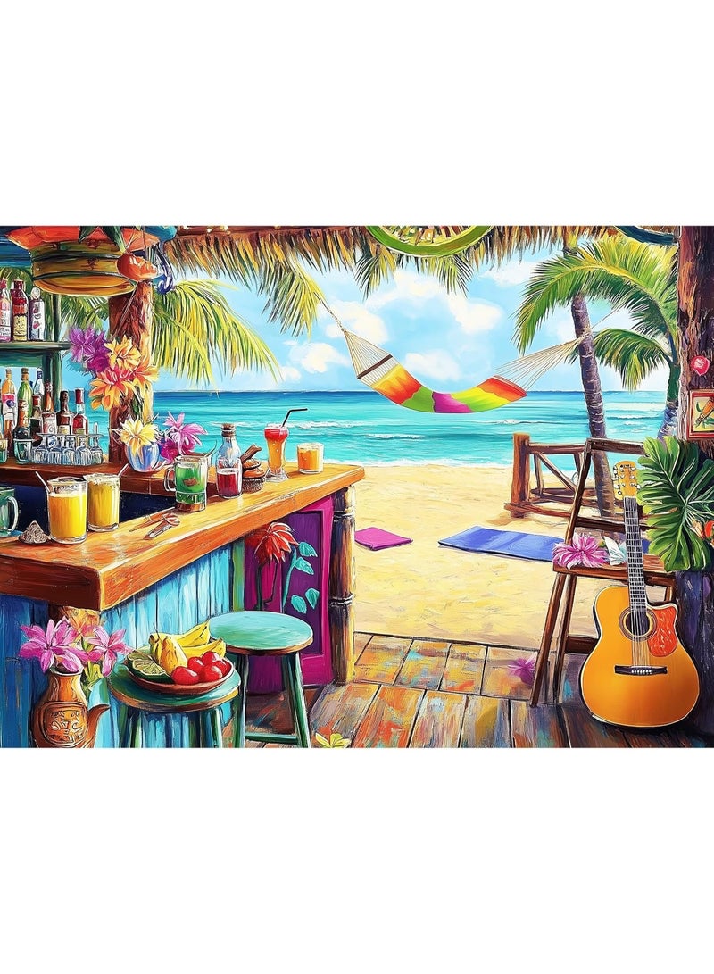 1000-piece adult puzzle, holiday puzzle, seaside cabin puzzle, 1000-piece birthday party puzzle, fun puzzles suitable for families, children, and adults, interesting and challenging family games. - Image 1