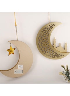 TAPIT LED Lights Moon and Stars Ramadan Decorations Ramadan Hanging Ornaments Mubaraks Wall Decor for Home Ramadan Party Decoration Eid Hanging Decorations for Hanging on Walls Windows Trees  - Image 4