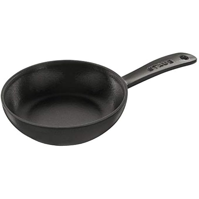 STAUB Skillet 16Cm Cherry Cast Iron Black Matt Enamel Interior Healthy Low Fat Cooking Suitable For All Hob Types Incl Induction Oversafe 260 C Grillsafe Made In France