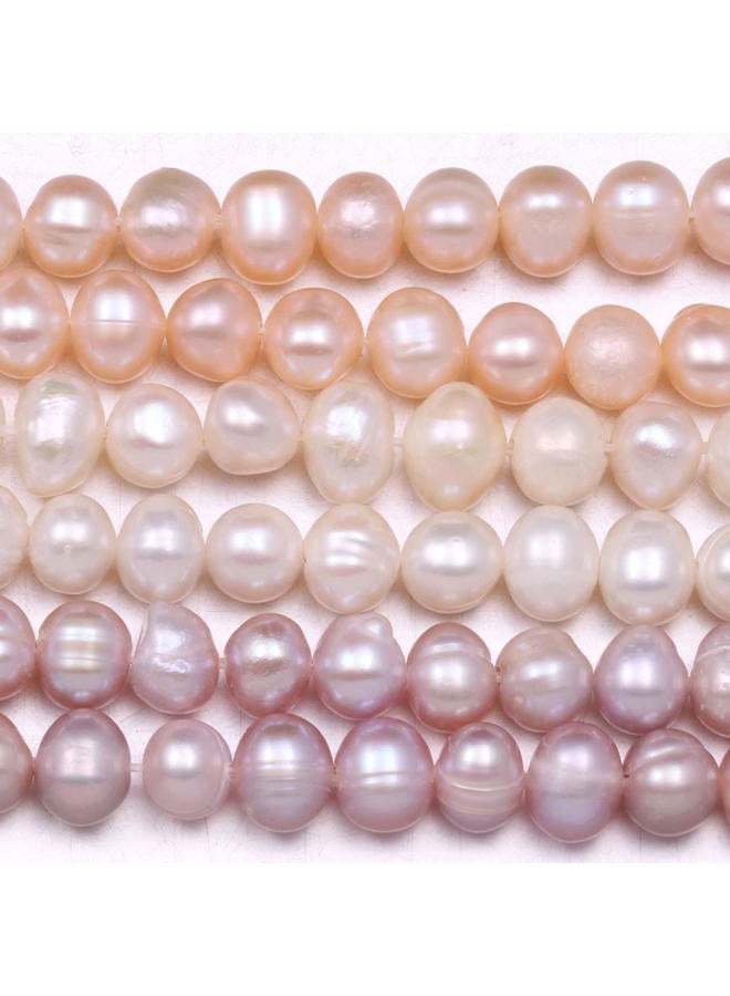 LE SKY Natural Pearl Beads 100% Natural Freshwater Round Pearl Loose Beads (2 strands) with Hole 6-7mm One Strand 14.2 inch for Jewelry Making Necklace Bracelet Charms - Image 2