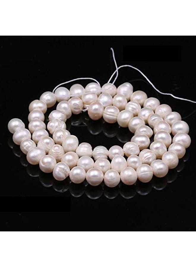 LE SKY Natural Pearl Beads 100% Natural Freshwater Round Pearl Loose Beads (2 strands) with Hole 6-7mm One Strand 14.2 inch for Jewelry Making Necklace Bracelet Charms - Image 1