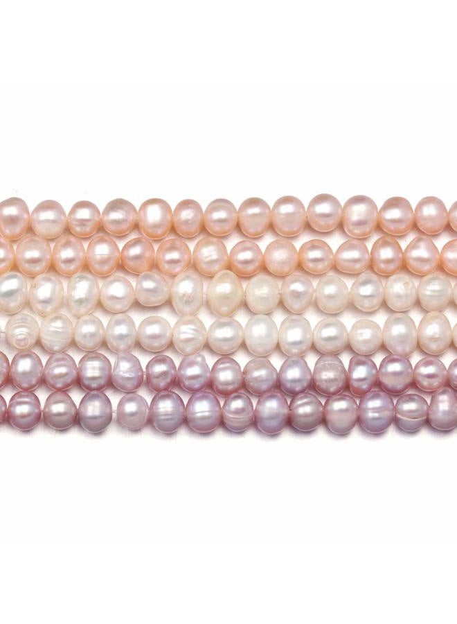 LE SKY Natural Pearl Beads 100% Natural Freshwater Round Pearl Loose Beads (2 strands) with Hole 6-7mm One Strand 14.2 inch for Jewelry Making Necklace Bracelet Charms - Image 3