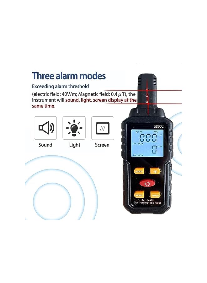 PROMASS promass Emf Detector Tester,Electromagnetic Field Radiation Detector, Handheld Digital LCD EMF Reader Measure with Sound Light Alarm, Ghost Hunting Equipmetent  - Image 4