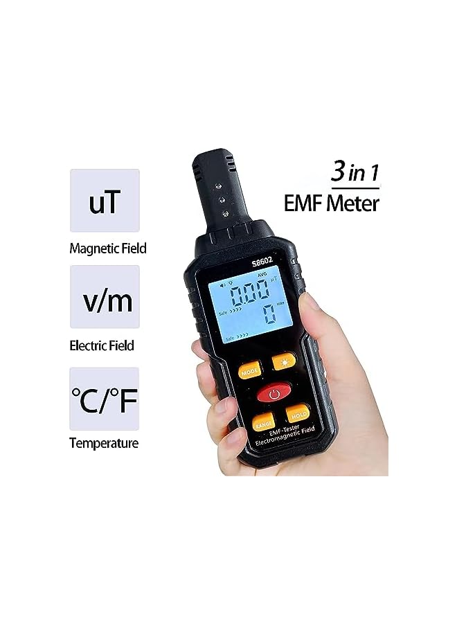 PROMASS promass Emf Detector Tester,Electromagnetic Field Radiation Detector, Handheld Digital LCD EMF Reader Measure with Sound Light Alarm, Ghost Hunting Equipmetent  - Image 2