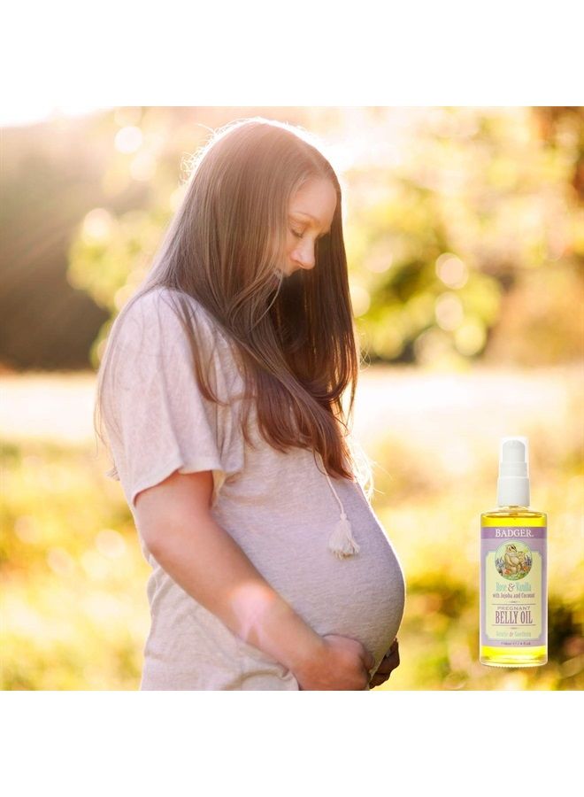 Badger Pregnant Belly Oil, Rose & Vanilla, Certified Organic, Gentle & Soothing, Jojoba & Coconut Oil, Belly Oil for Stretched Skin During & After Pregnancy, 4 fl oz - Image 4