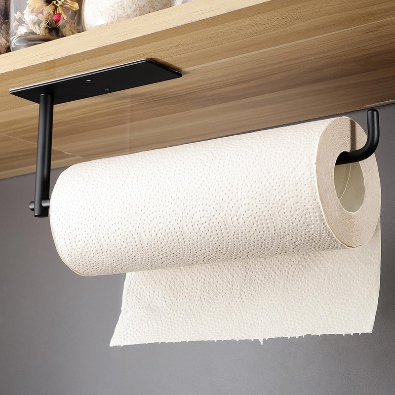 SUNTECH SUNTECH Paper Towel Holder Under Kitchen Cabinet  Self Adhesive Matte Black Towel Paper Holder Stick on Wall SUS304 Stainless Steel 