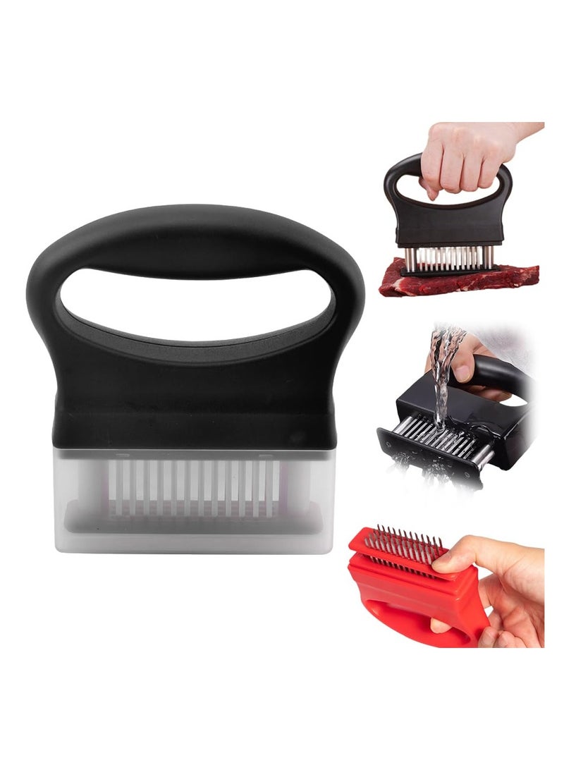 SYOSI Meat Tenderizer with 48 Stainless Steel Ultra Sharp Needle Blades, Handheld Meat Tenderizer Needle, Meat Tenderizer Kitchen Tool for Steak Chicken Beef Tenderizing, BBQ, Marinade (Black) - Image 1