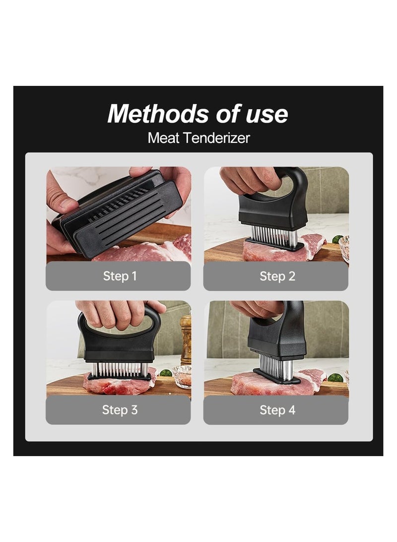 SYOSI Meat Tenderizer with 48 Stainless Steel Ultra Sharp Needle Blades, Handheld Meat Tenderizer Needle, Meat Tenderizer Kitchen Tool for Steak Chicken Beef Tenderizing, BBQ, Marinade (Black) - Image 4