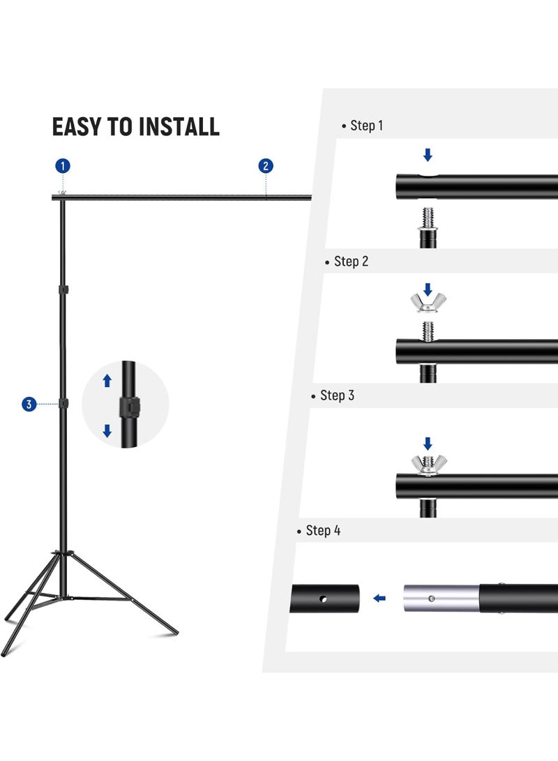 نيوير Neewer Photo Studio Backdrop Support System, 10ft/3m Wide 6.6ft/2m High Adjustable Background Stand with 4 Crossbars,8 Backdrop Clamps, 2 Sandbags, and Carrying Bag for Portrait & Studio Photography black - Image 4