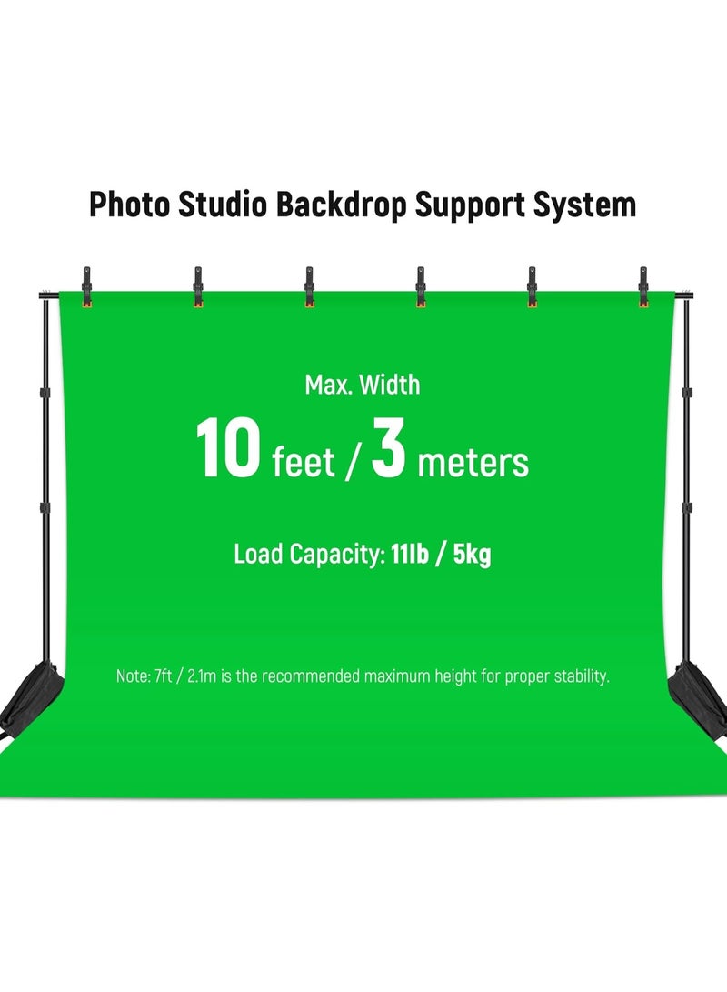 نيوير Neewer Photo Studio Backdrop Support System, 10ft/3m Wide 6.6ft/2m High Adjustable Background Stand with 4 Crossbars,8 Backdrop Clamps, 2 Sandbags, and Carrying Bag for Portrait & Studio Photography black - Image 2
