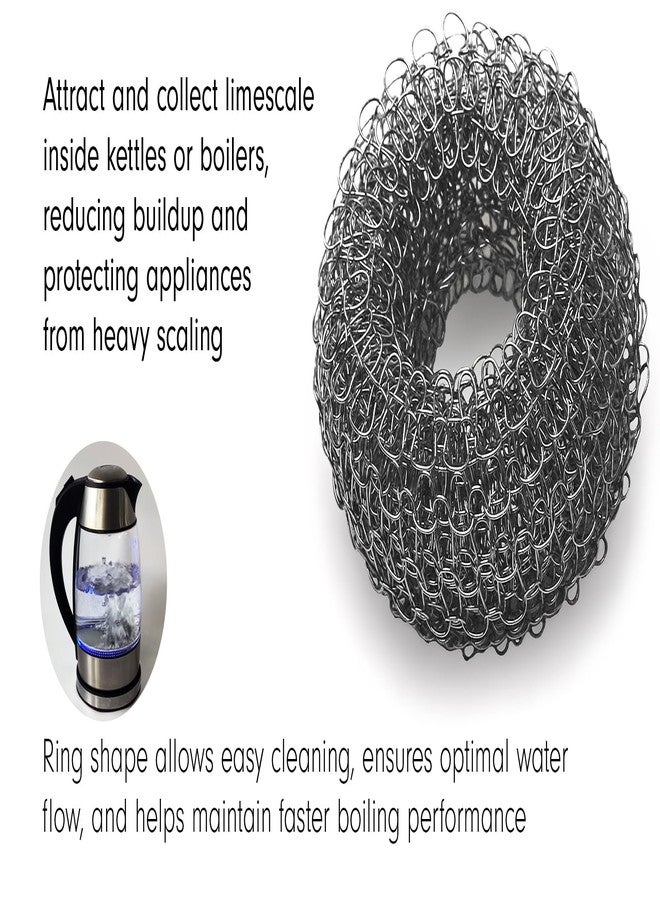 Tredoni 2 Reusable Limescale Remover Ring 0.8x1.6 - Boiler/Kettle Furring Descaler Stainless Steel Mesh 2x4cm (2) - Image 3