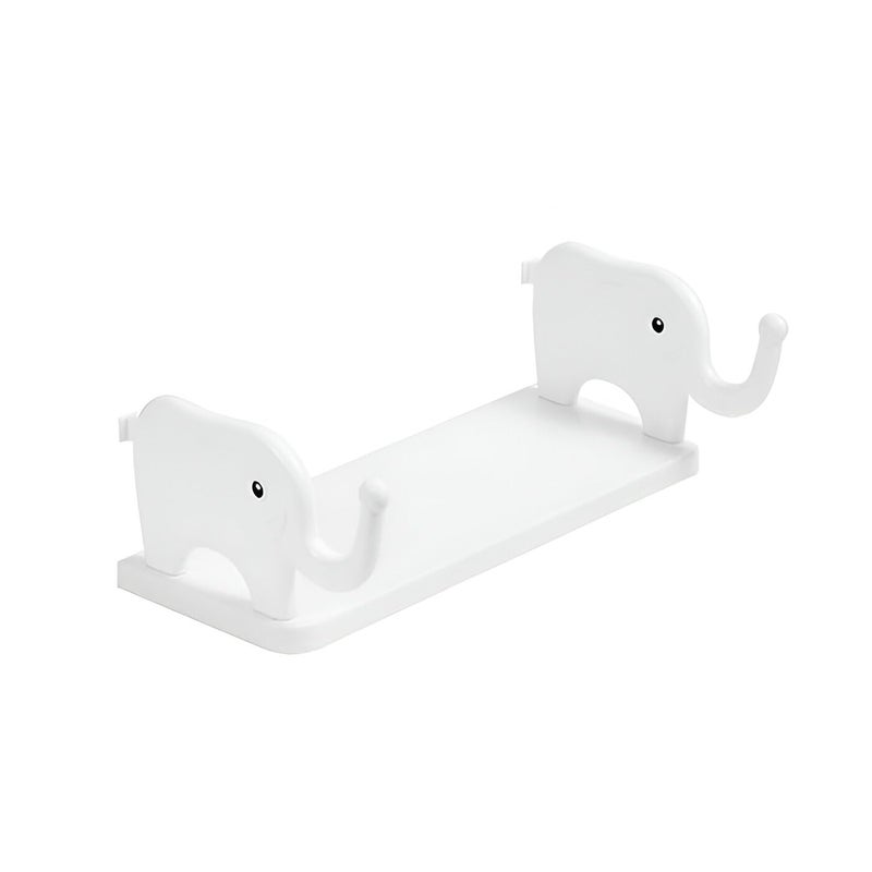 Keaton Elephant Artwork Shelf Adhesive Floating Wall Mount for Your Office, Bedroom, Kitchen, Bathroom etc. (Pack of 1,Plastic-White) - Image 1