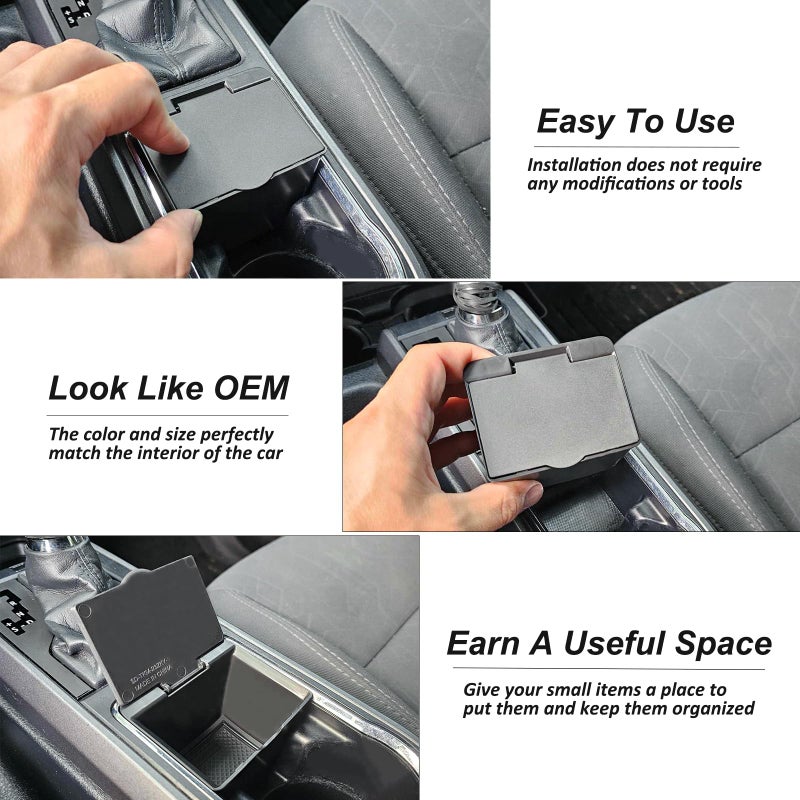JKCOVER Center Console Coin Box Organizer Compatible with 2016-2020 2021 2022 2023 Toyota Tacoma Accessories Armrest Insert ABS Plastic Coin Holder Secondary Storage Box - Image 3