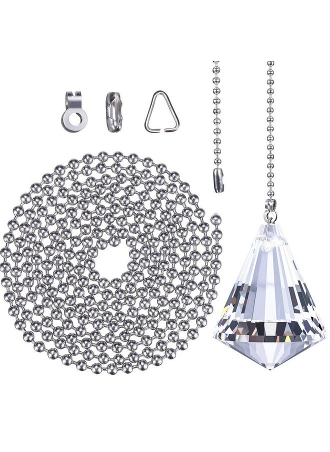 Jovitec - Jovitec 2 Pieces Pull Chain Ceiling Fan Pull Chain Ornaments Light Pull Chain Extension Decorative Crystal Pull Chain, 1 Meter Long Each Chain - Image 1