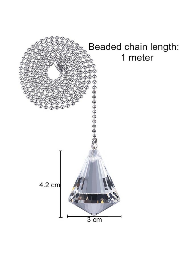Jovitec - Jovitec 2 Pieces Pull Chain Ceiling Fan Pull Chain Ornaments Light Pull Chain Extension Decorative Crystal Pull Chain, 1 Meter Long Each Chain - Image 1