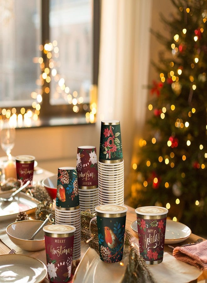 WRAPAHOLIC 100 Pcs Christmas Paper Cups - 9 oz Classic Red and Green Disposable Cups, Holiday Party Supplies for Juice Coffee Hot Cold Beverage Drink - Image 3