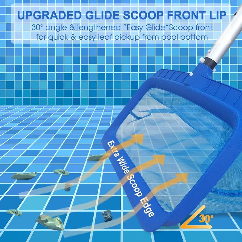 Poolvio Professional Swimming Pool Skimmer Net, Heavy Duty Pool Leaf Rake, Fast Cleaning Tool for Inground & Above Ground Pool (Pole not Included) - Image 4