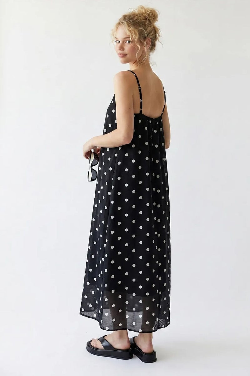 MIXRAY Polka Dot A-Line Maxi Dress - Image 5