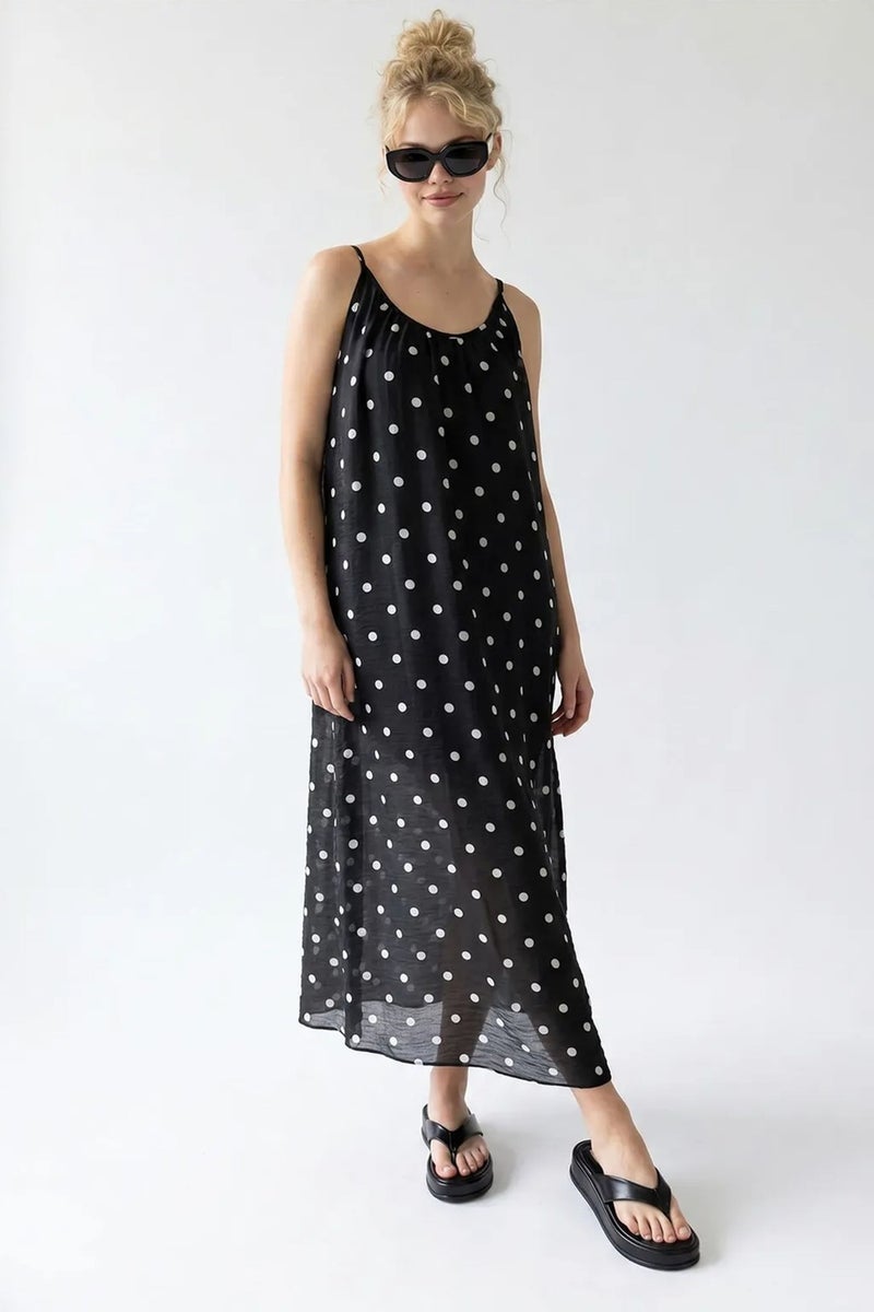MIXRAY Polka Dot A-Line Maxi Dress - Image 1