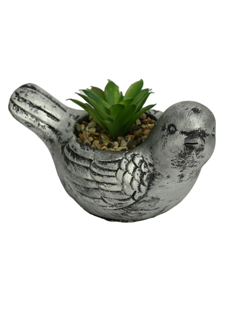 Artificial Plant In Bird Statue Pot  Bird Pot Planter For Home Office Café Shop Terrace Décor Accessory For Home Office Cafe - Image 1
