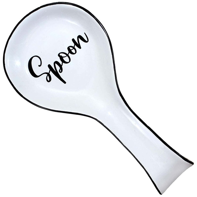 Home Acre Designs Spoon Rest For Kitchen Counter & Stove Top - White Ceramic Spoon Holder for Cooking & Counter Protection - Essential Kitchen Gadgets - White Farmhouse - Image 1