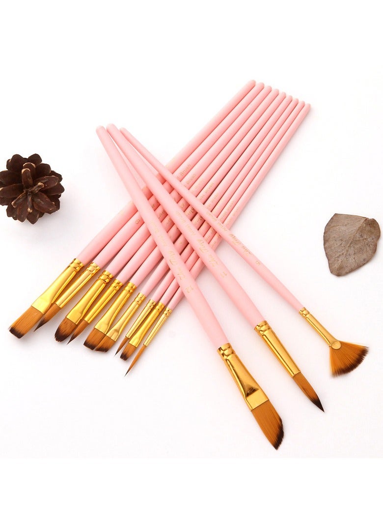 12-Piece Wooden Paint Brush Set Matte Powder - Image 5