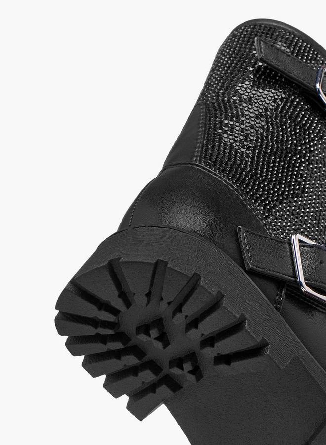 سيليست بوت بناتي بكعب عالٍ مزين بإبزيم وسحاب - Image 5