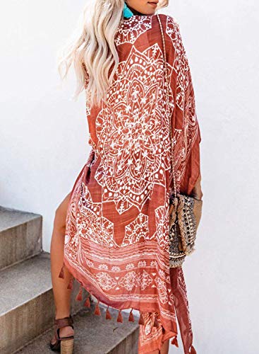 Breezy Lane كيمونو بريزي لين للنساء غطاء شاطئي بوهيمي لملابس السباحة ملابس شاطئية كاردigans بوهيمية لملابس عطلة الصيف - Image 3