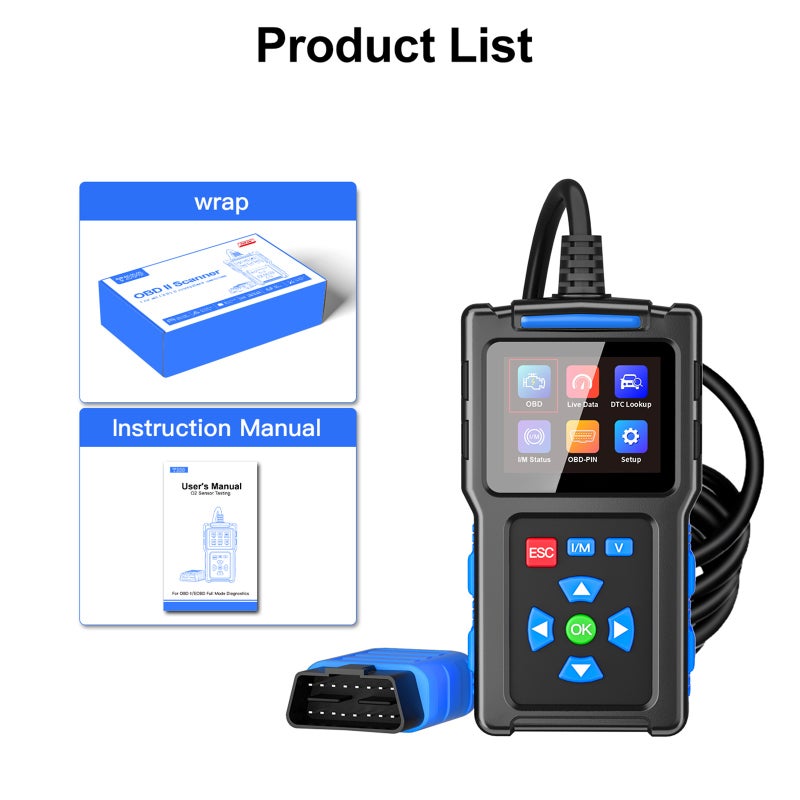 OBDII Scanner Diagnostic Tool Automotive Code Reader with the Function Mode 6, Mode 8 Read Clear DTC Live Date I/M Status Battery Voltage Detection View Freeze Frame for All OBDII Car - Image 4