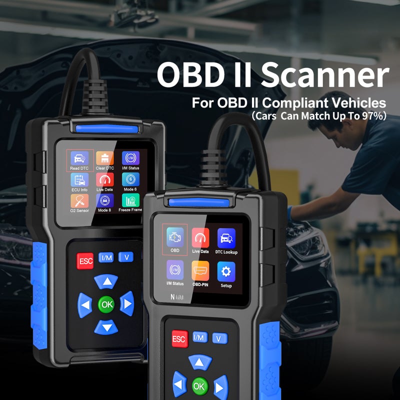 OBDII Scanner Diagnostic Tool Automotive Code Reader with the Function Mode 6, Mode 8 Read Clear DTC Live Date I/M Status Battery Voltage Detection View Freeze Frame for All OBDII Car - Image 5