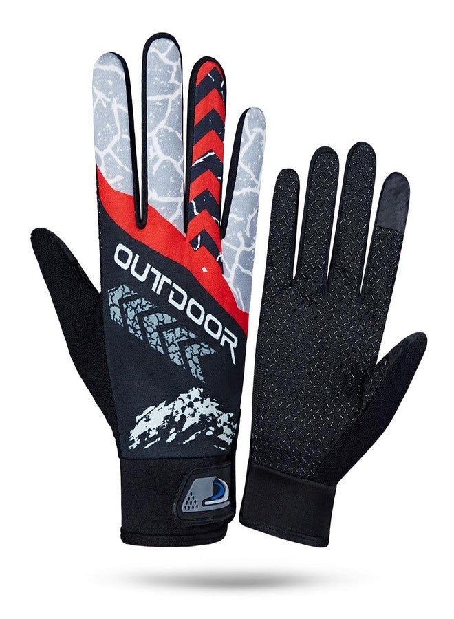 SEFLICA® Cycling Gloves | Non-Slip Sun Protection Gloves for Men & Women | Warm, High-Temperature Resistant Gloves for Mountain Biking, Motorcycle Riding, Cricket, Tennis & Outdoor Sports (Red) - Image 1