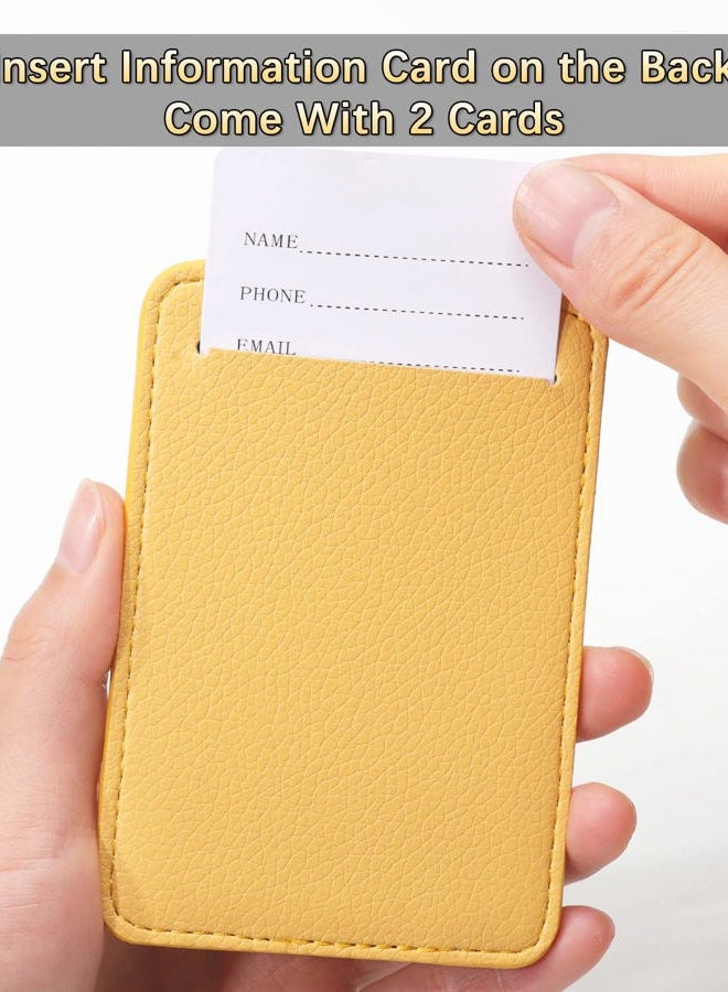 Teskyer Luggage Tags, 3 Pack Premium PU Leather Luggage Tags for Suitcases, Privacy Protection Travel Bag Tags, Lichee Yellow - Image 2