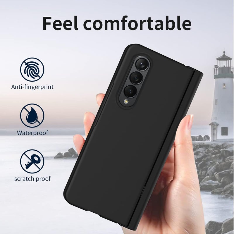 woobles Case for Samsung Galaxy Z Fold 4, Hinge Protection Case with S Pen Holder, Pen Included, Built-in Screen Protector Protective Phone Case for Samsung Galaxy Z Fold 4 5G 2022 (Black) Black - Image 4