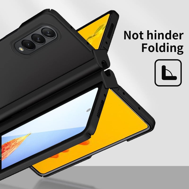 woobles Case for Samsung Galaxy Z Fold 4, Hinge Protection Case with S Pen Holder, Pen Included, Built-in Screen Protector Protective Phone Case for Samsung Galaxy Z Fold 4 5G 2022 (Black) Black - Image 3