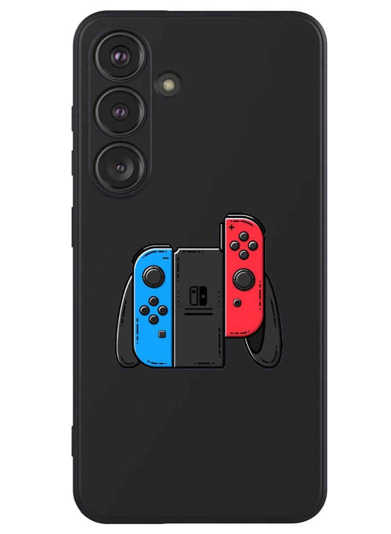 Theodor Protective Slim Fit Case Liquid Silicone Cover with Full Body Protection Anti-Scratch Shockproof Case For Samsung Galaxy S24 Plus (Black) - Nintendo 1 - Image 1