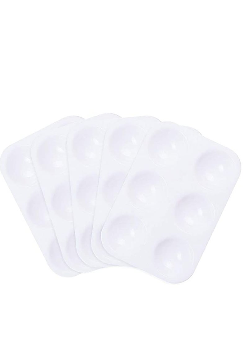 Excefore 5 PCS White Plastic Paint Palettes 6 Well Rectangular Watercolor Palette Painting Tray for Painting Party, DIY Craft and Art Painting  - Image 1