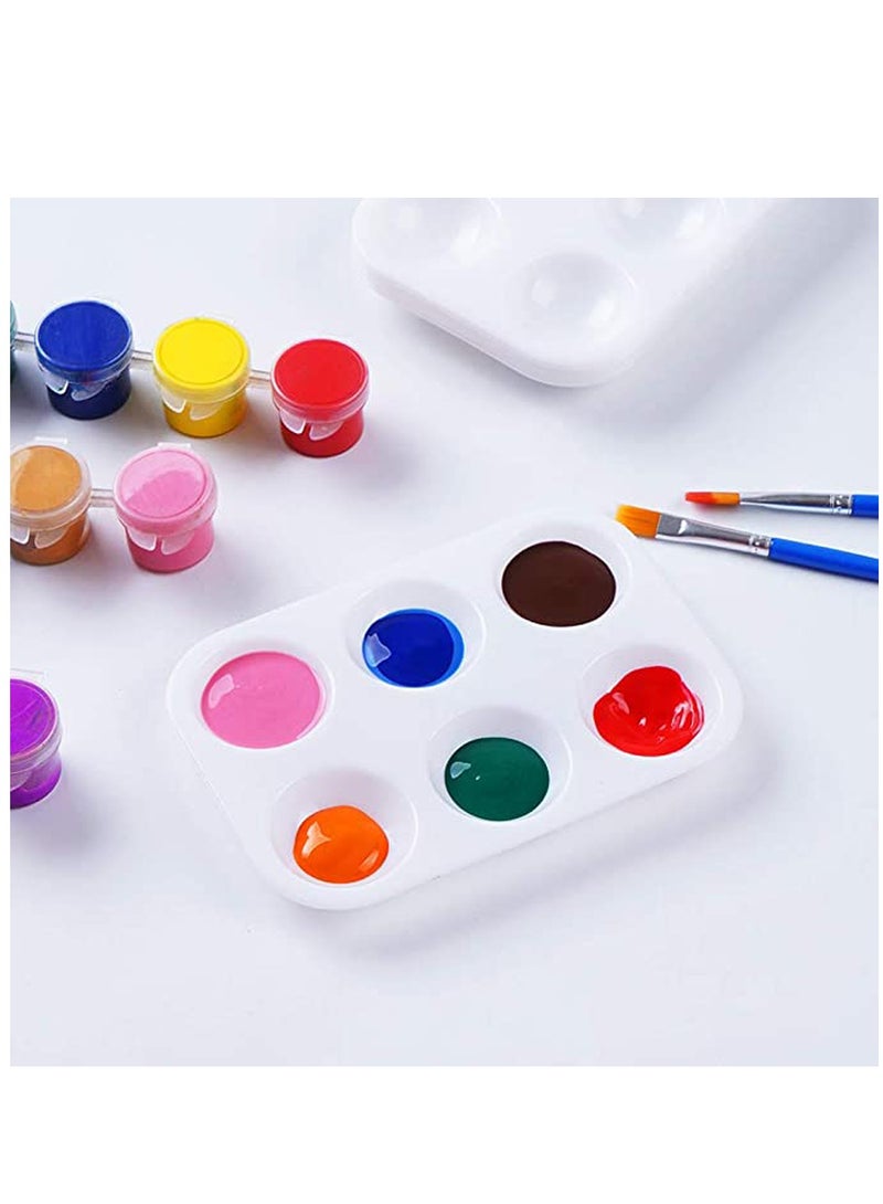 Excefore 5 PCS White Plastic Paint Palettes 6 Well Rectangular Watercolor Palette Painting Tray for Painting Party, DIY Craft and Art Painting  - Image 3
