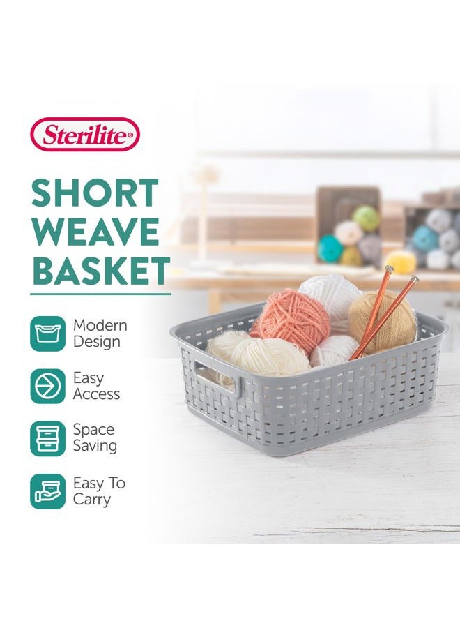 Sterilite 12726A06 Short Weave Basket, Cement, 6-Pack - Image 3