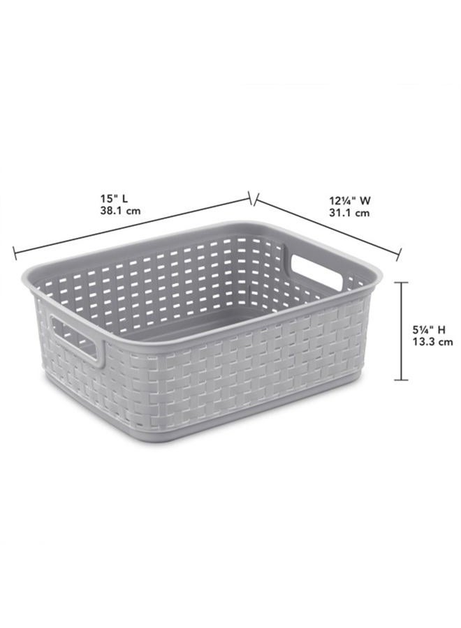 Sterilite 12726A06 Short Weave Basket, Cement, 6-Pack - Image 4