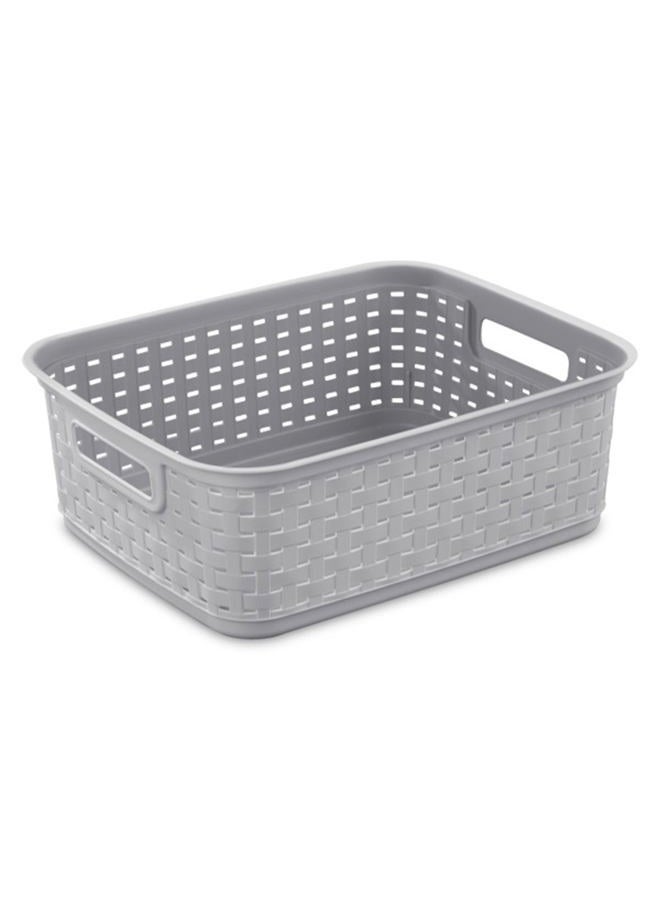 Sterilite 12726A06 Short Weave Basket, Cement, 6-Pack - Image 2